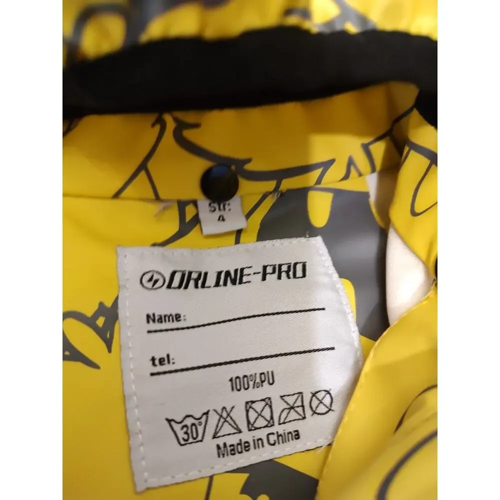 Orline-Pro Kids Reflective Rain‎ Jacket Detachable Hood Size 4T
